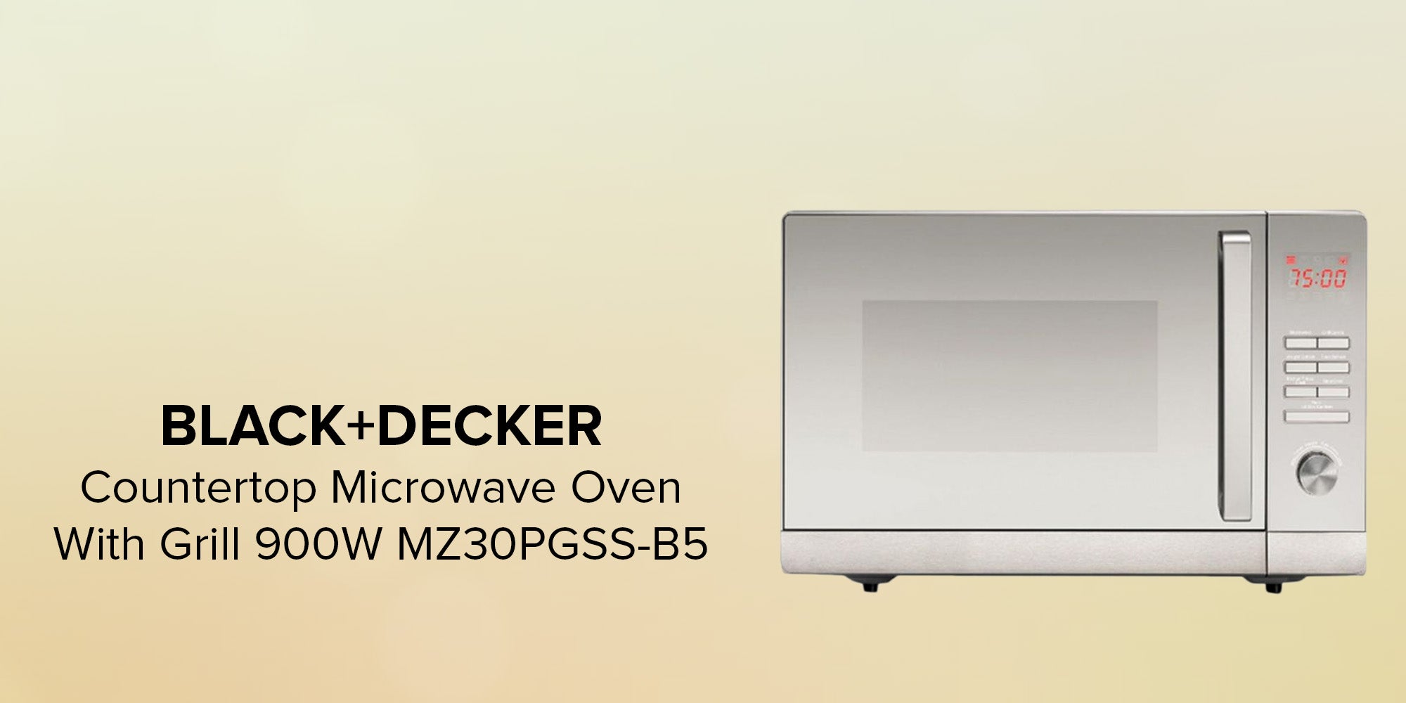 Black & Decker Microwave Oven With Grill, 30 Liter, 900 Watt, Silver -  MZ30PGSS
