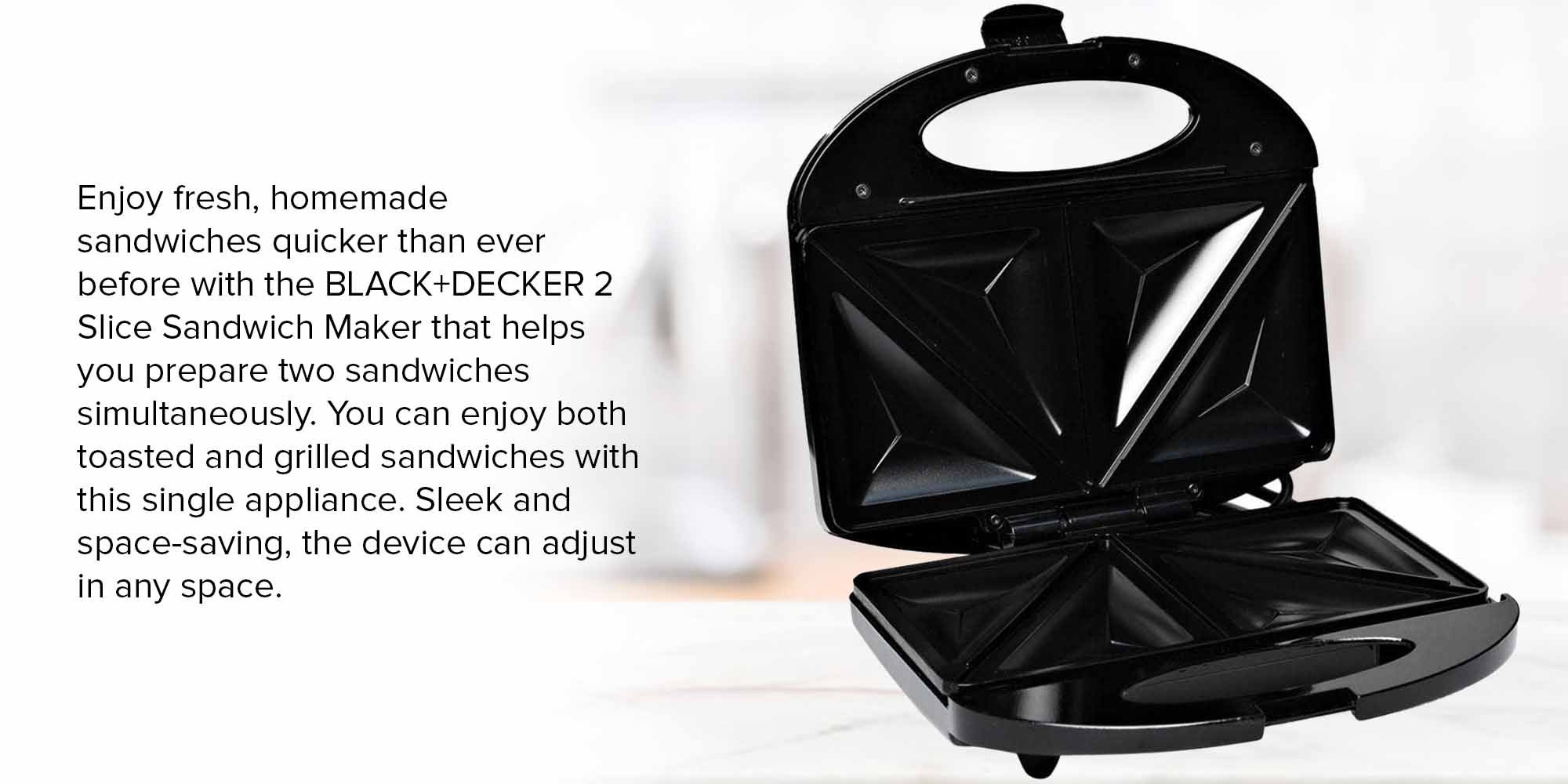 Black + Decker Sandwich Maker 600 W TS1000 Prices & Features in Egypt. Free  Home Delivery. Cairo Sales Stores