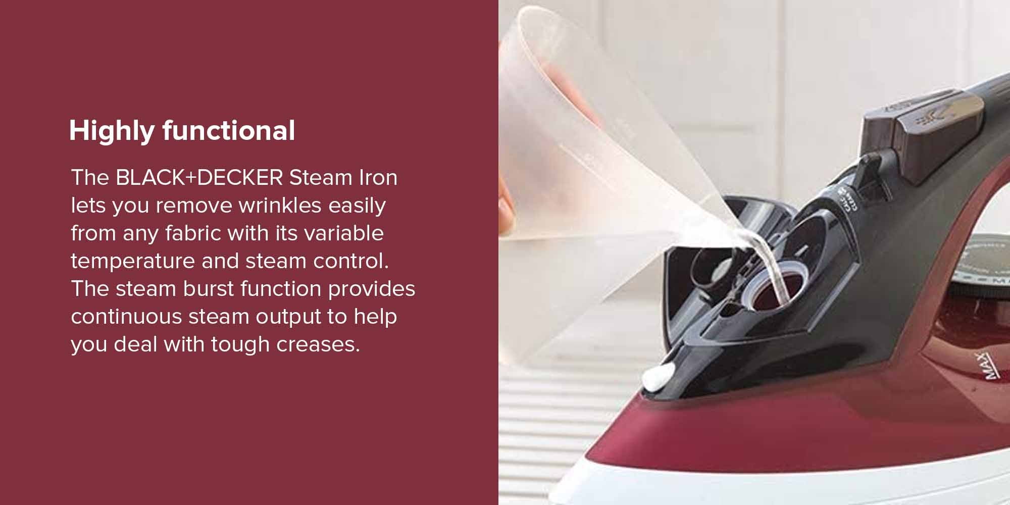 Variable Control Compact Steam Iron, Red