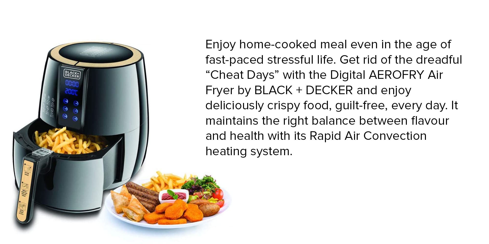 Buy Black+Decker Aerofry Air Fryer, Af400-B5 (4 L, 1500 W) Online in Dubai  & the UAE