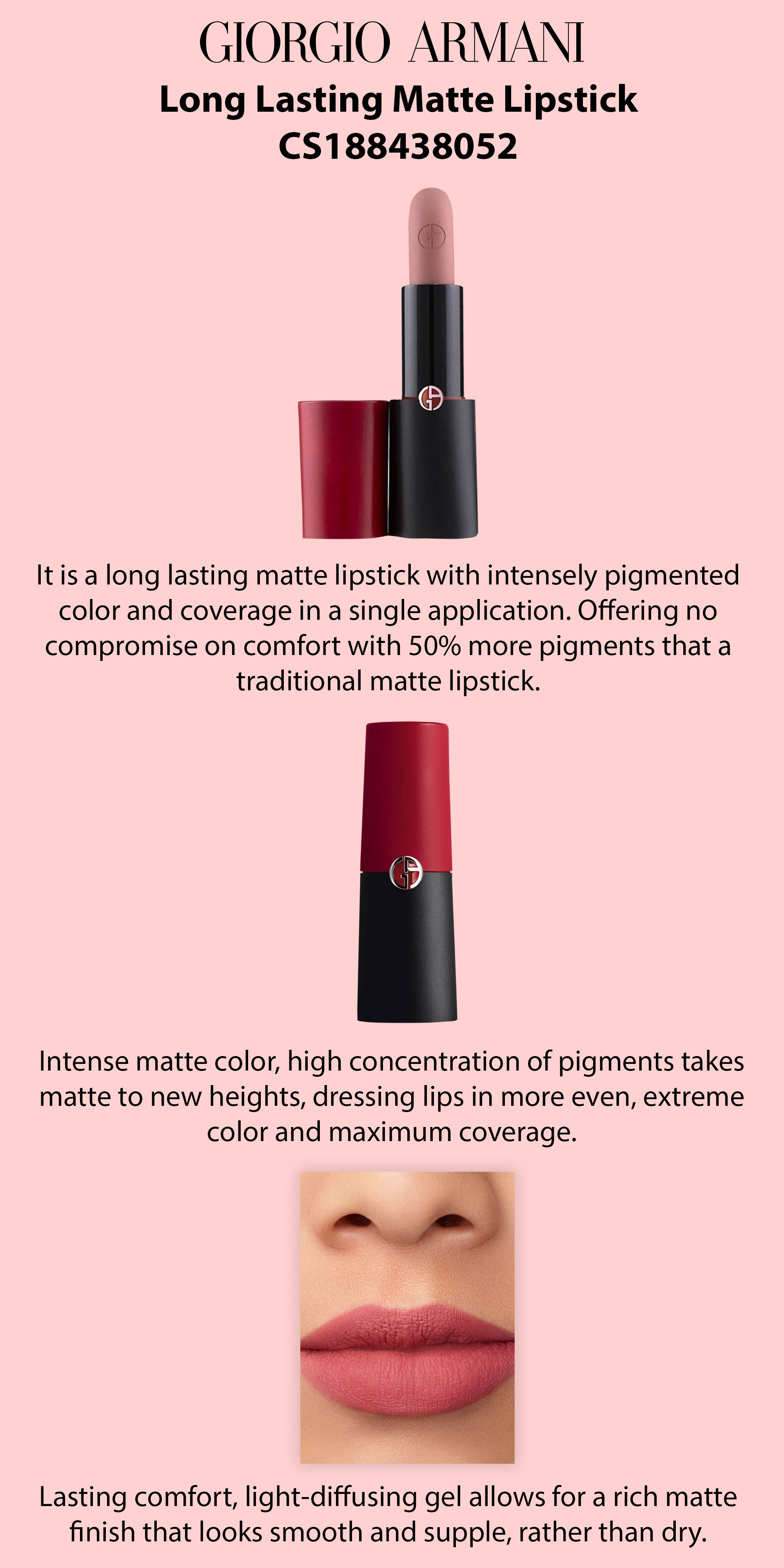 GIORGIO ARMANI Long Lasting Matte Lipstick 102 Androgino UAE