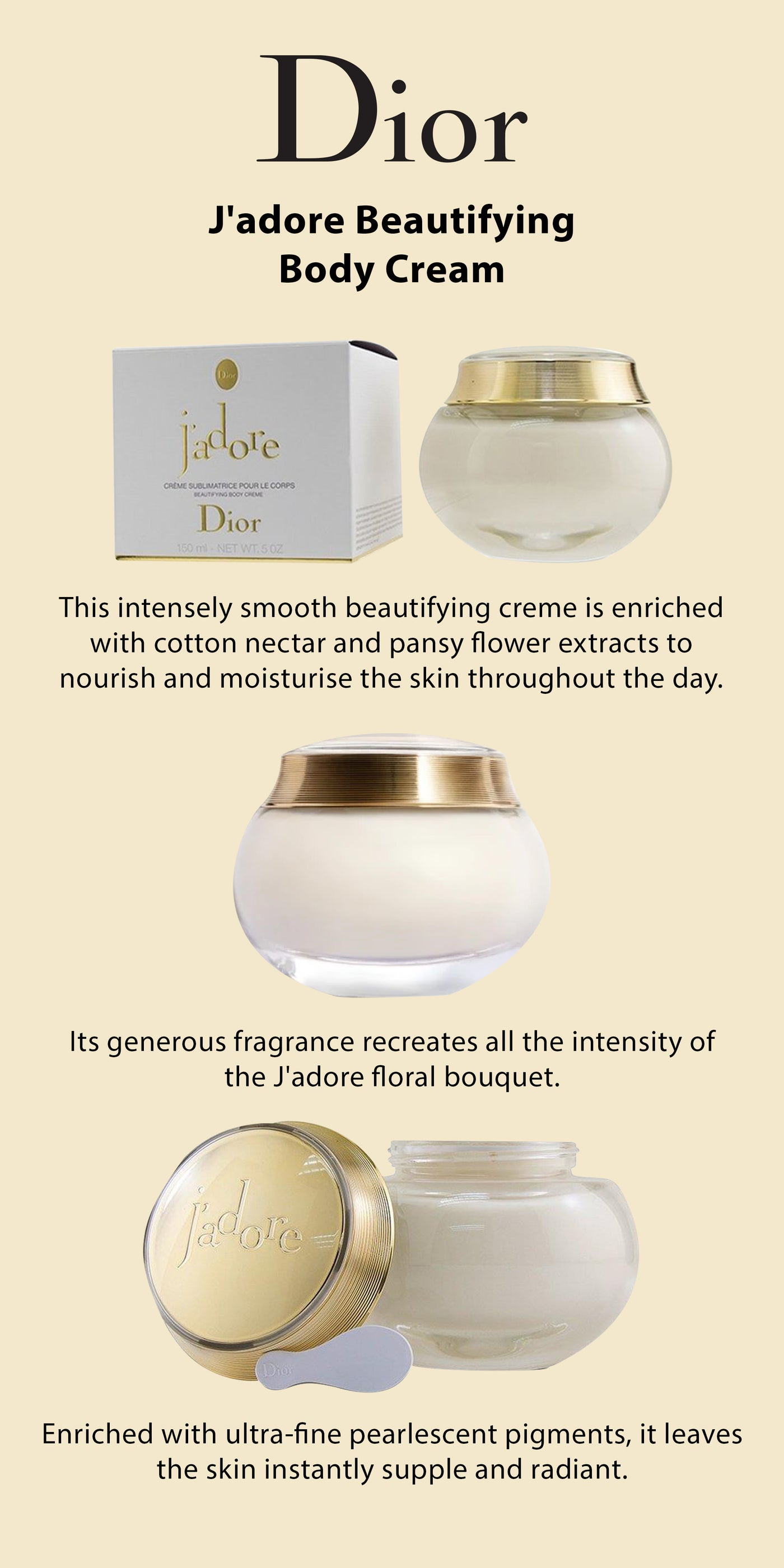 Body Cream Jadore 150ml J'ADORE LES ADORABLES BODY MILK DIOR KW