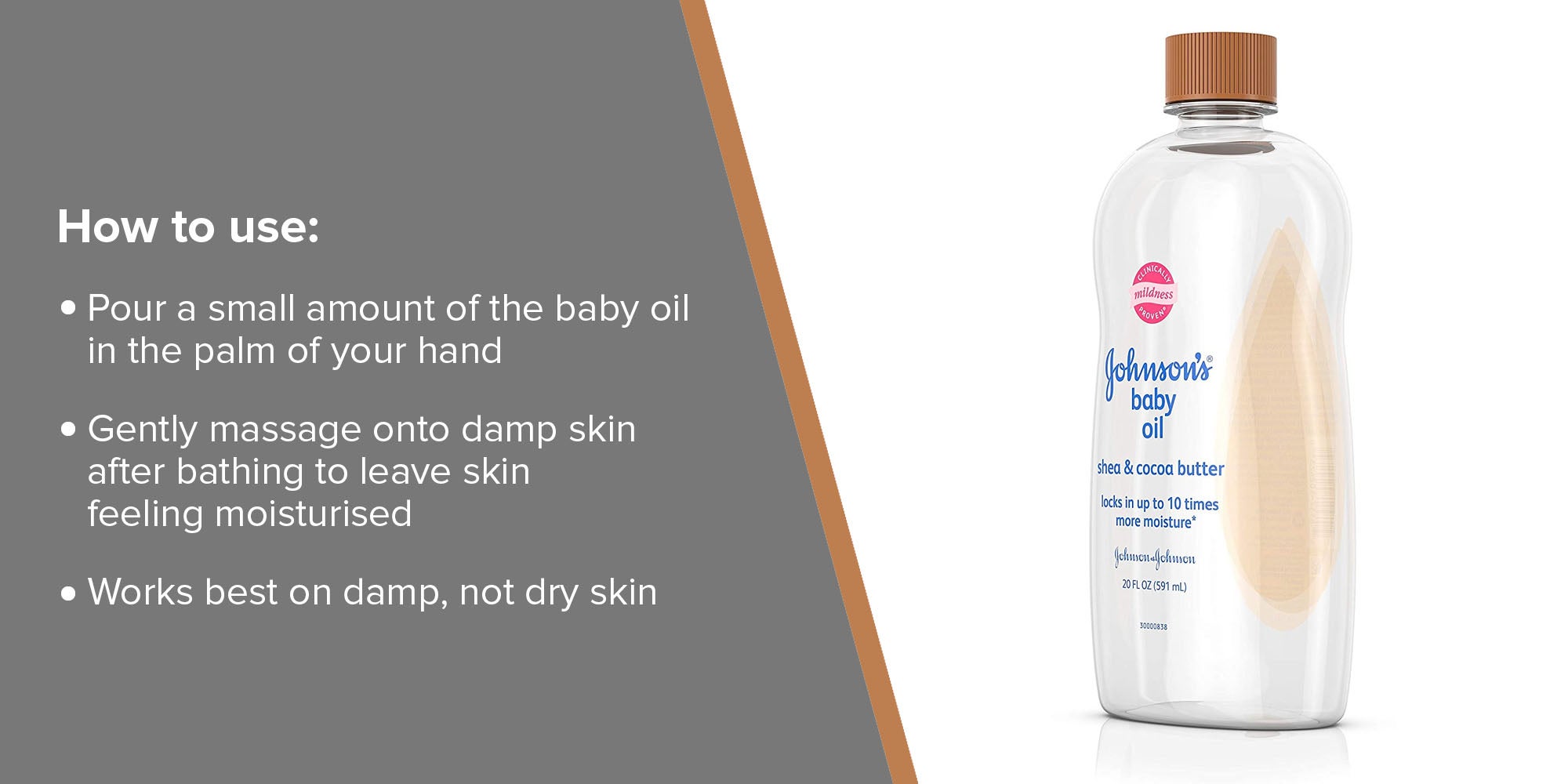 Johnson's Baby Oil with Shea & Cocoa Butter, 20 fl. oz 