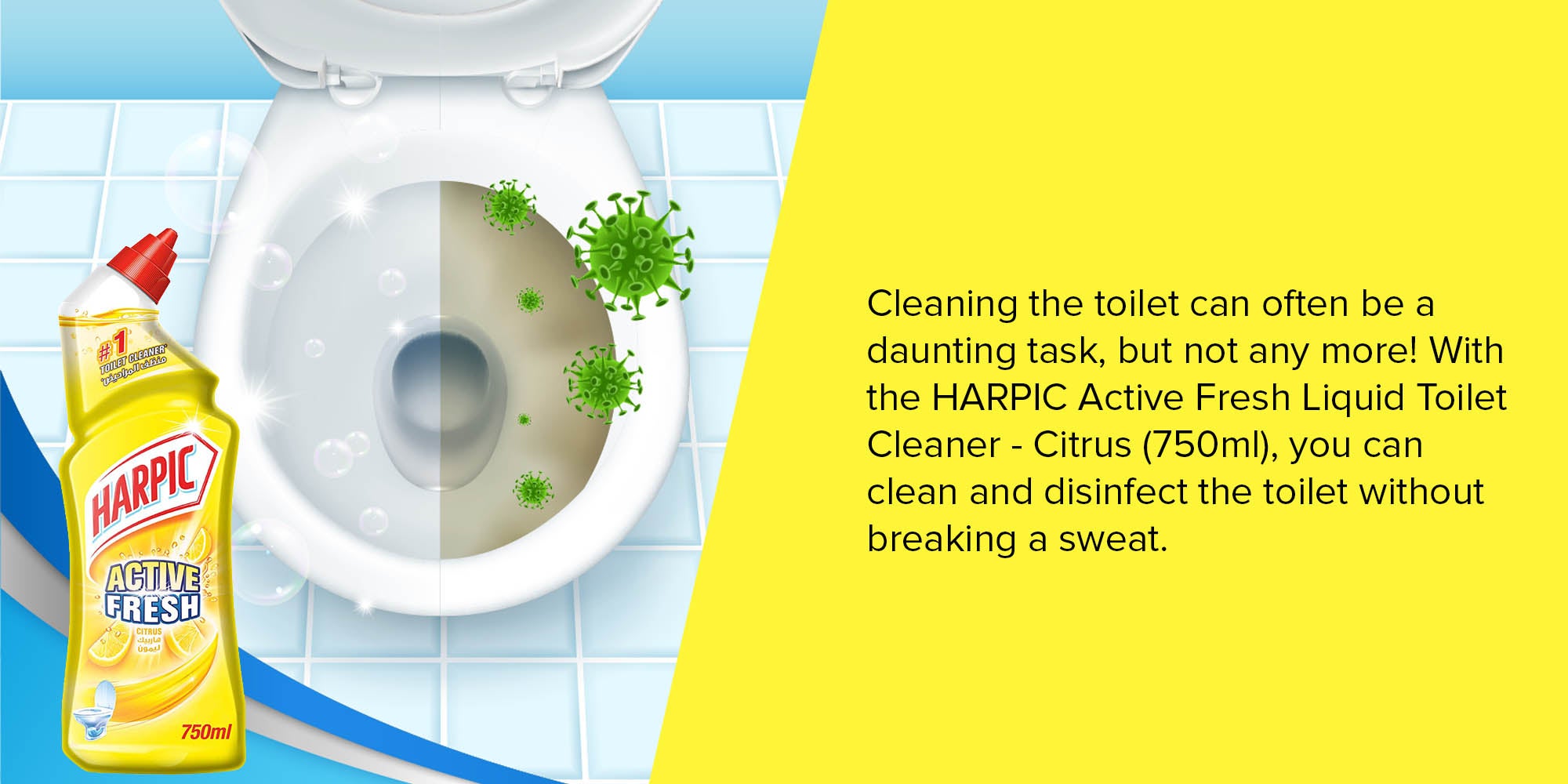 Harpic Citrus Active Fresh Toilet Cleaner Liquid 750ml UAE