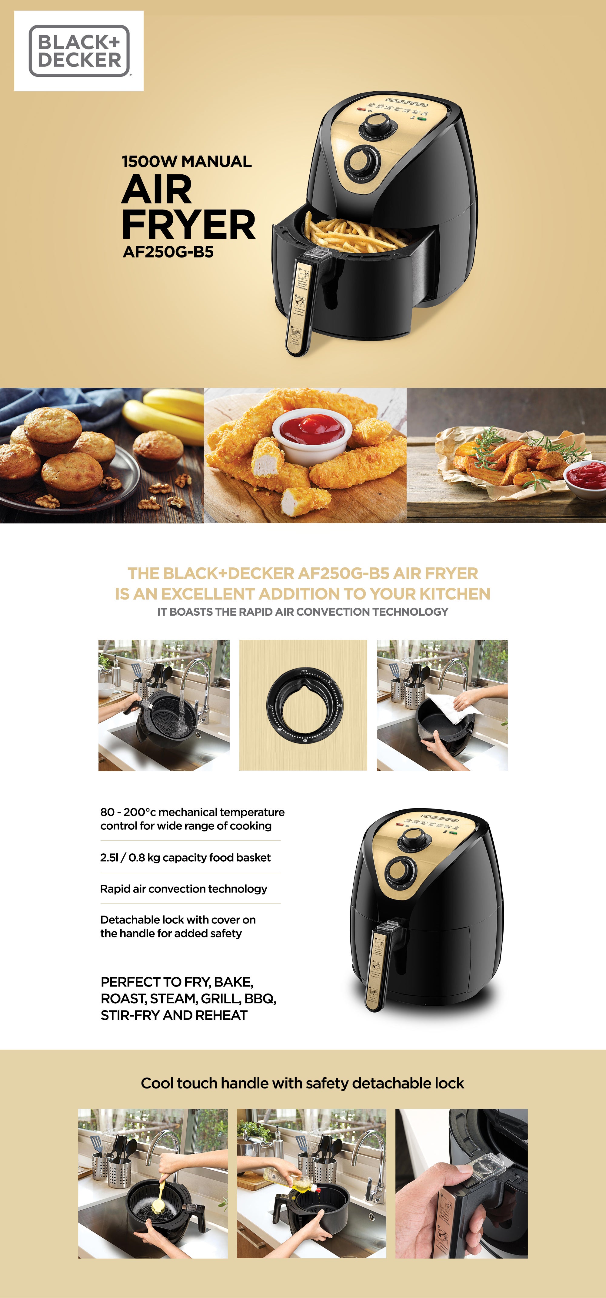 Buy Black and Decker Air Fryer AF500 Online in UAE