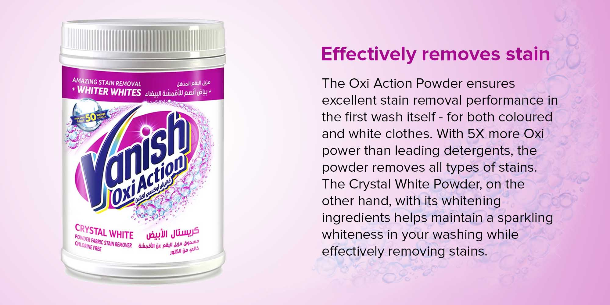 Vanish Oxi Action 0% Laundry Stain Remover Powder Whites 900g