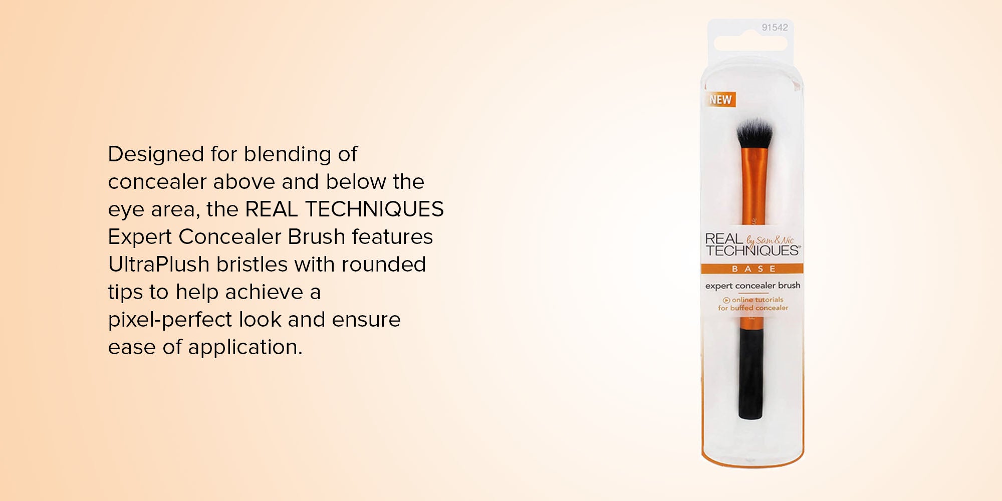 REAL TECHNIQUES Expert Concealer Brush Orange/Black 20.8cm KSA