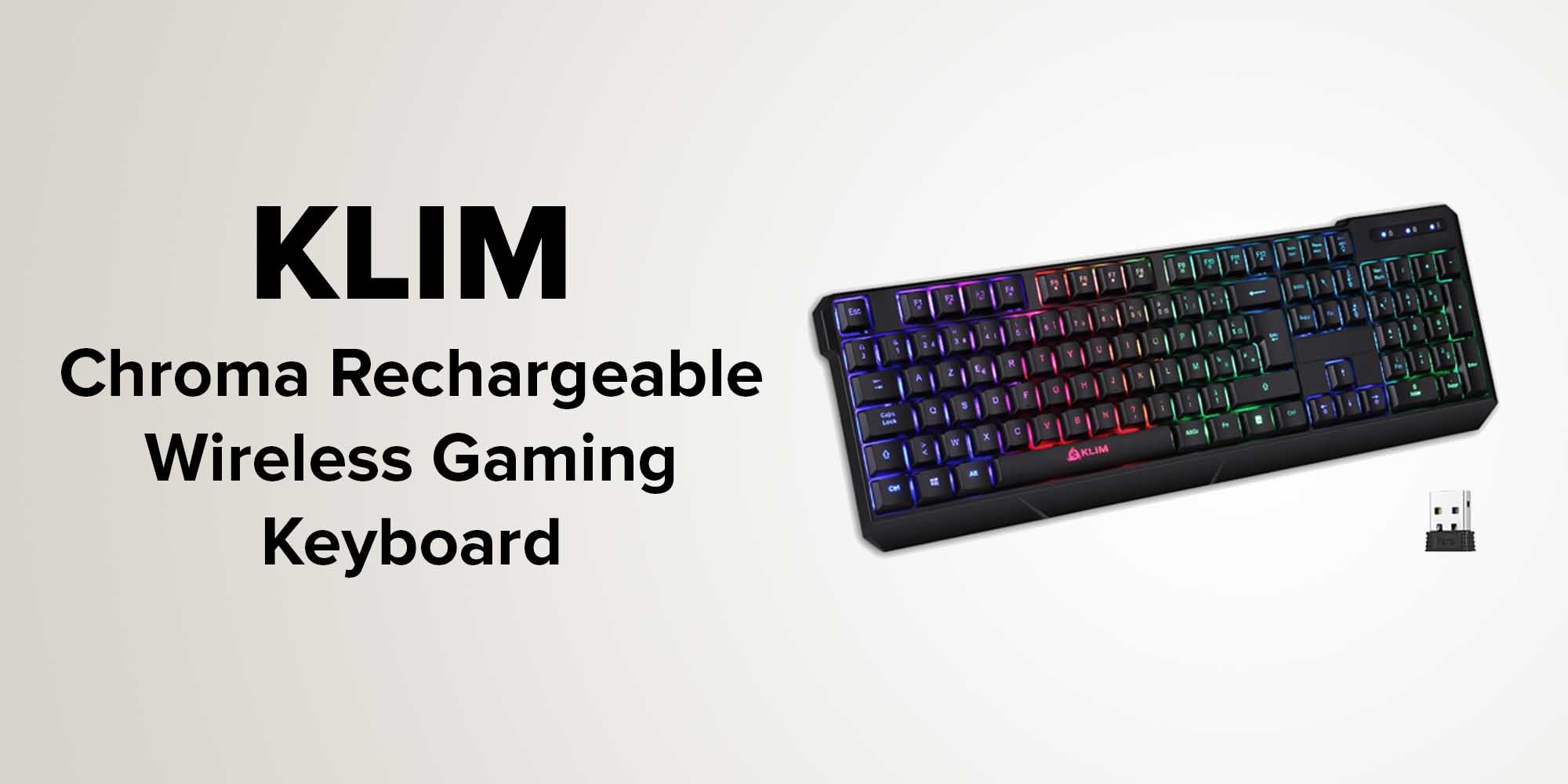 KLIM Chroma Rechargeable Wireless Gaming Keyboard + Slim, Durable
