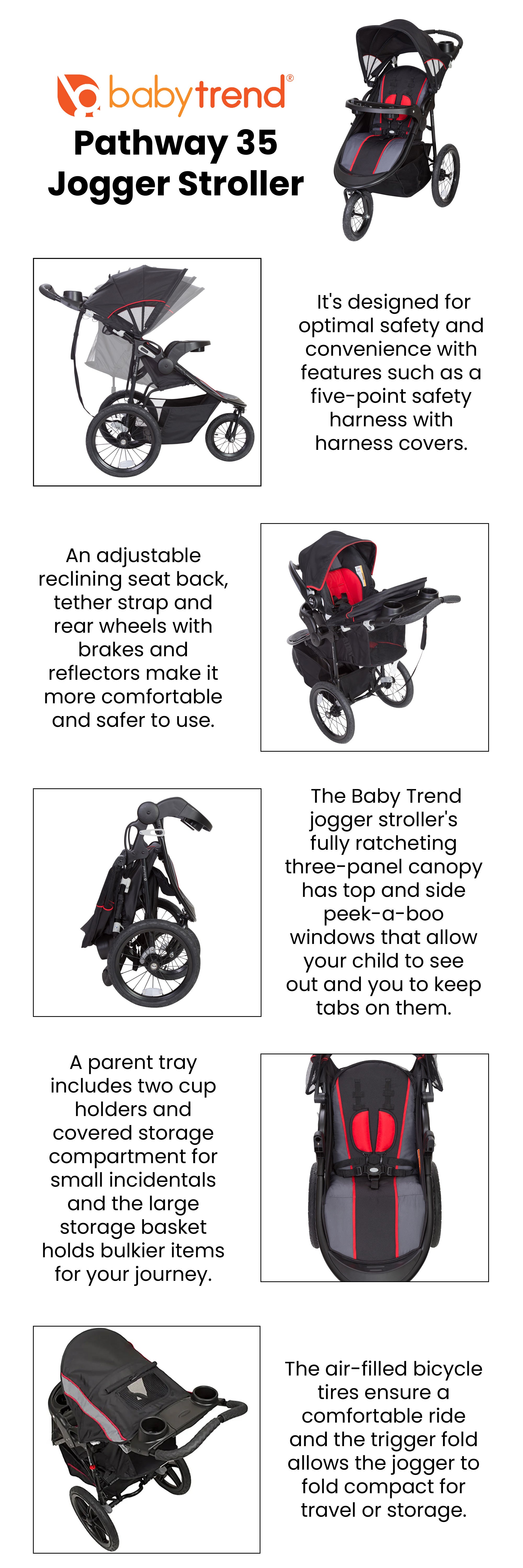 babytrend Pathway 35 Jogger Stroller Optic Red Black Grey UAE