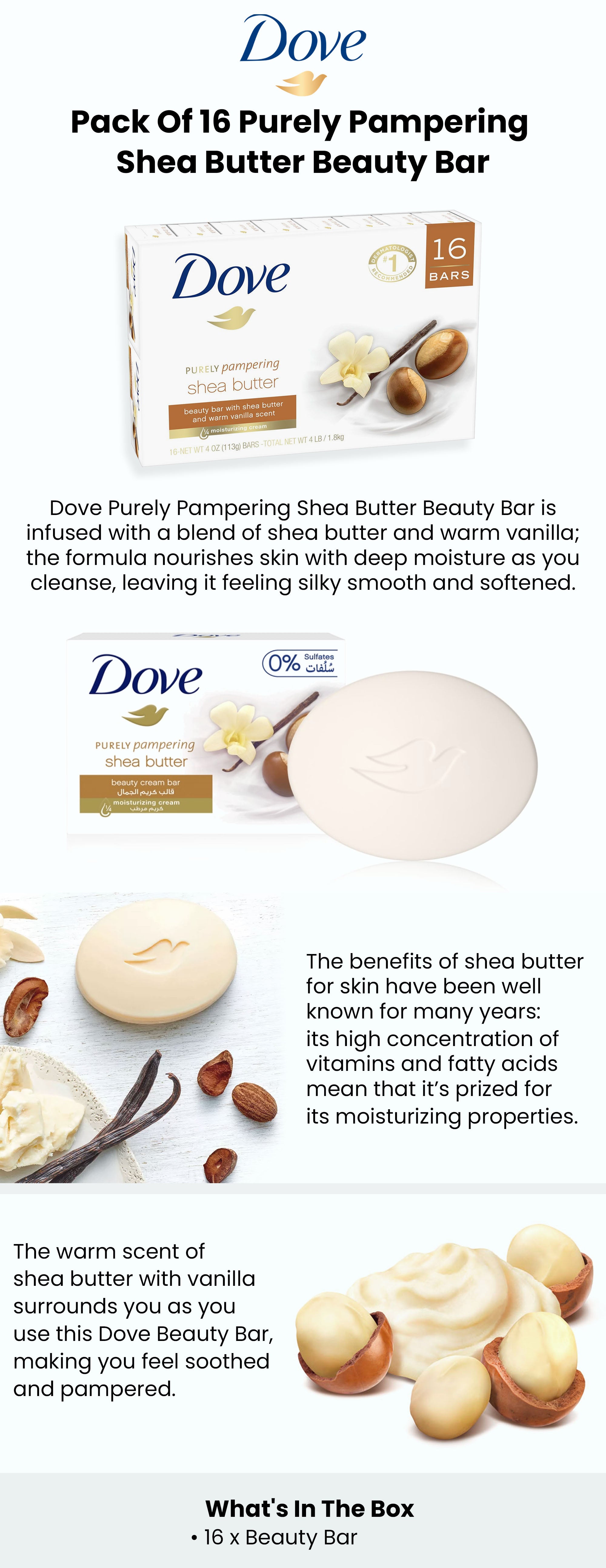 Dove Purely Pampering Beauty Bar, Shea Butter - 8 pack, 4 oz bars