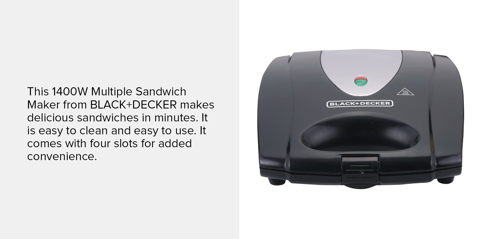 Get Black & Decker TS4080 Sandwich Maker, 1400 Watt - Black Silver with  best offers