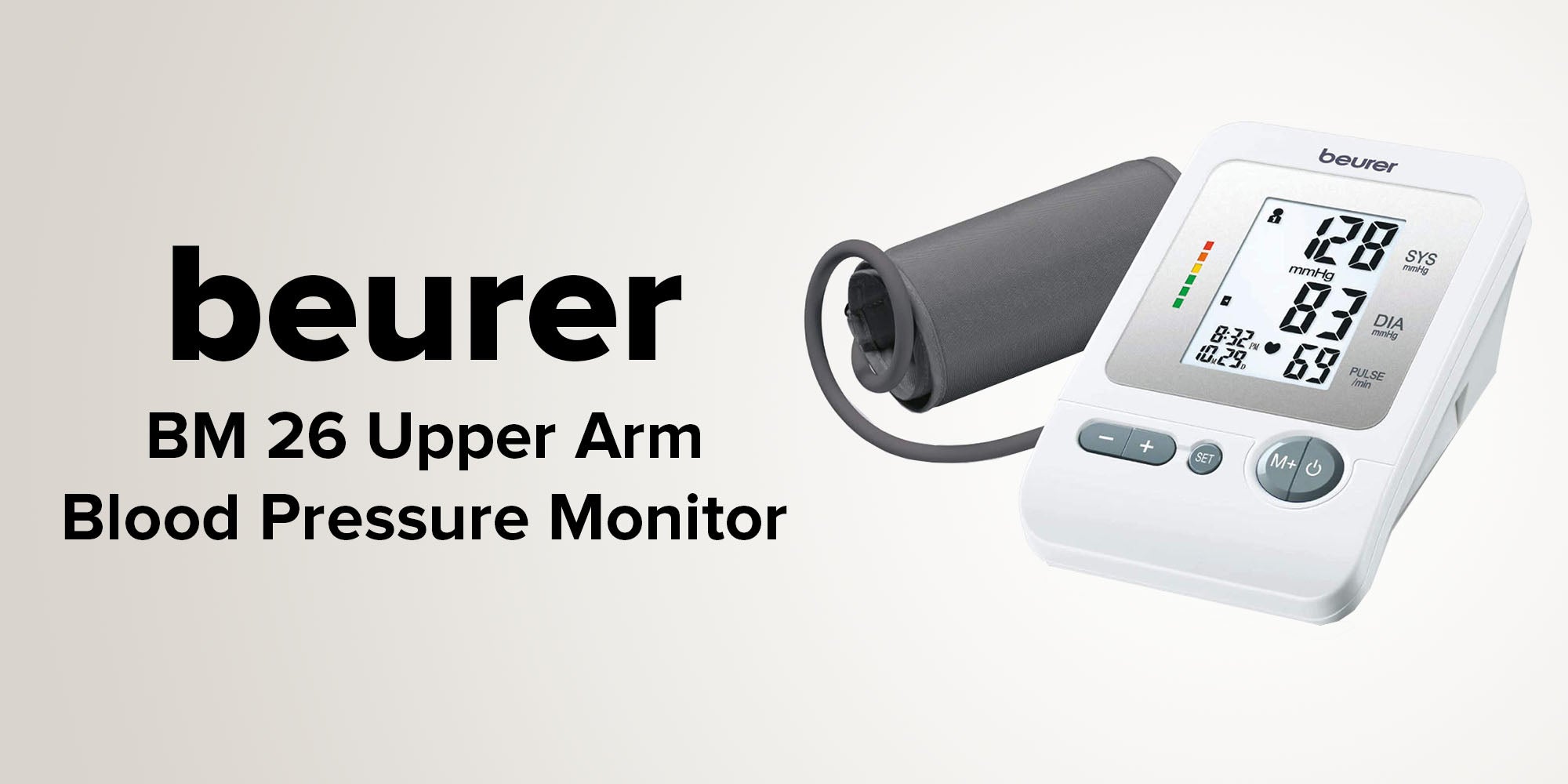 Beurer Upper Arm Blood Pressure Monitor, Large Cuff, Color Coded