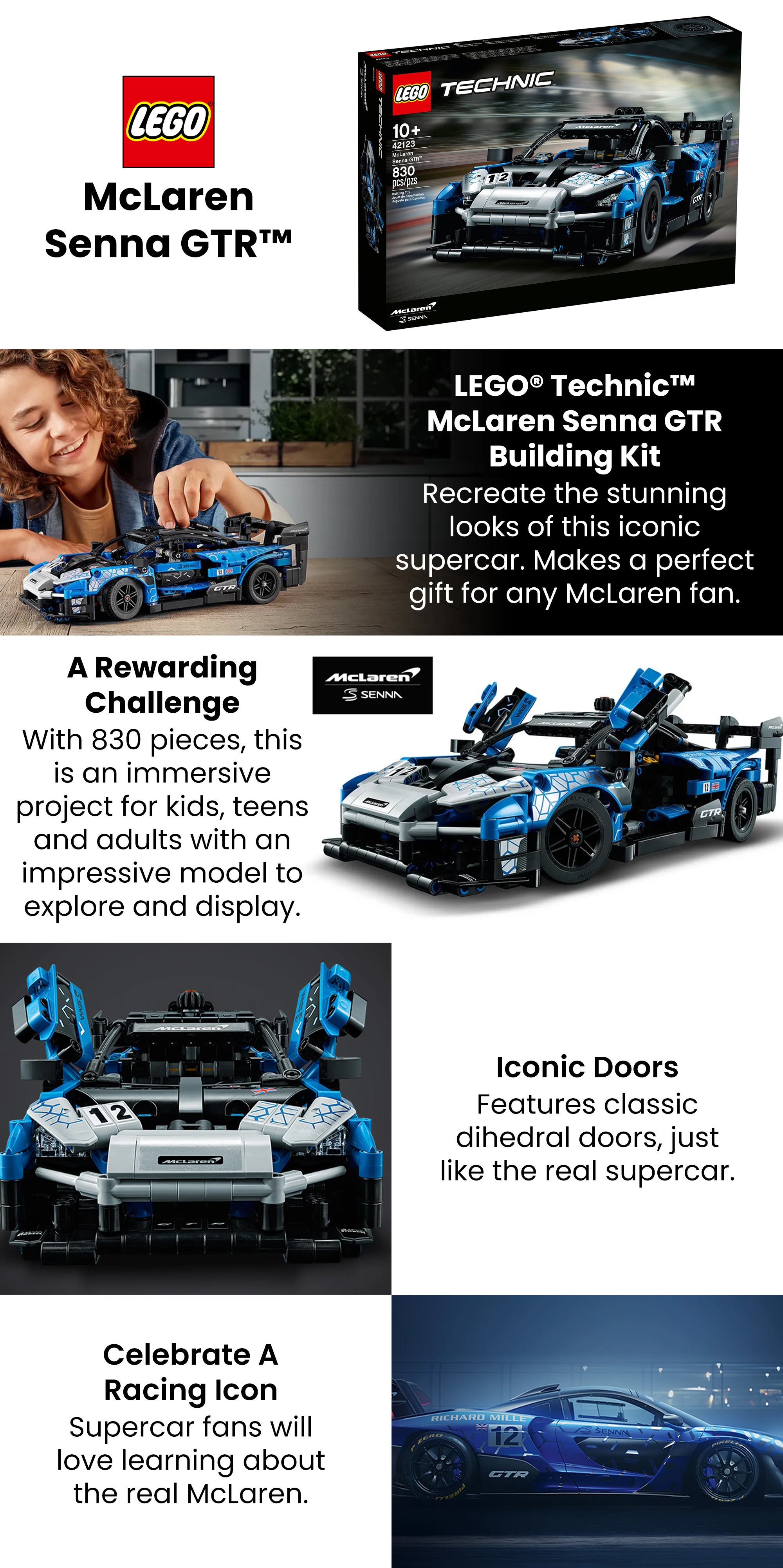 LEGO Technic McLaren Senna GTR 42123 Model Building Kit (830 Pieces) for  sale online