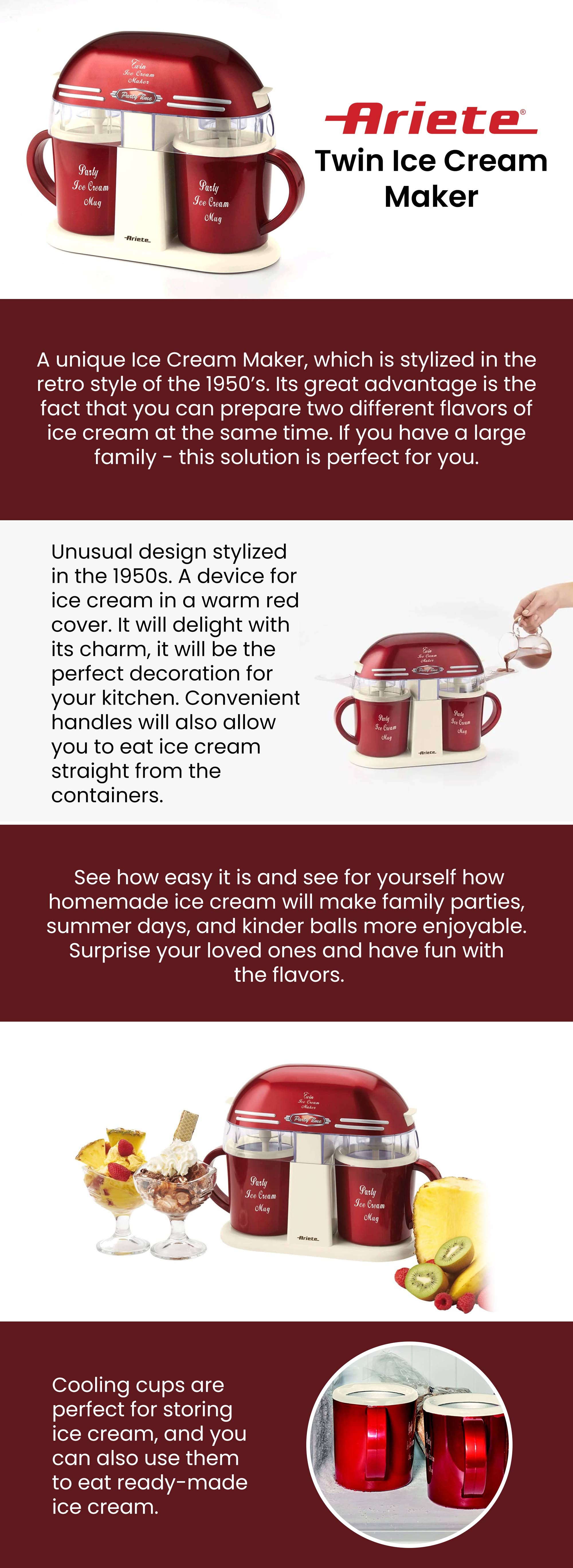 Ariete - Party Time Twin Ice Cream - Red