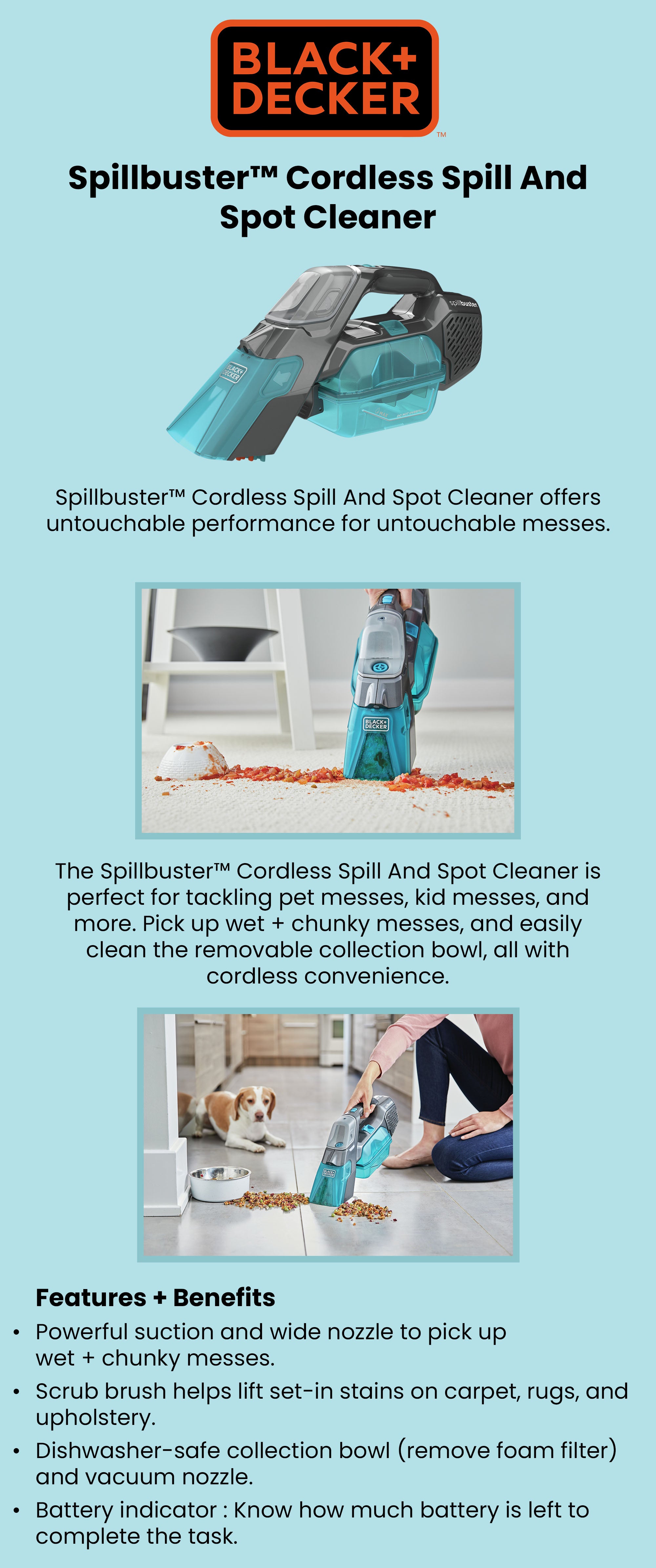 Black + Decker Spillbuster Cordless Carpet Cleaner BHSSB315J