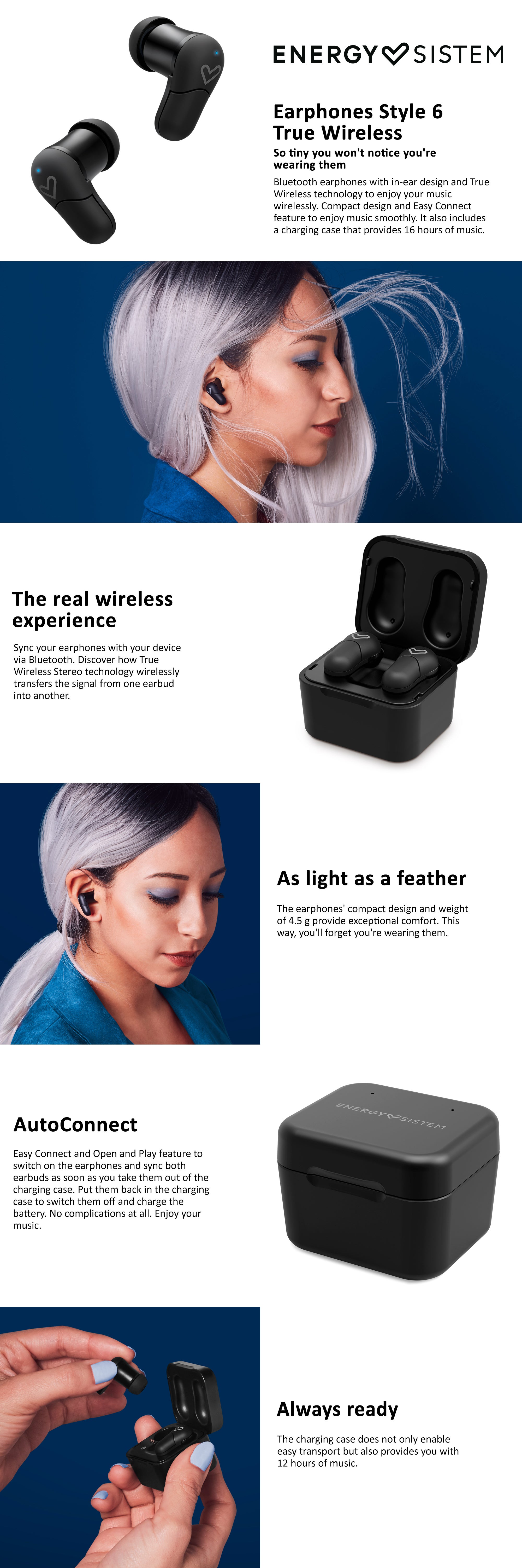 Energy Sistem Style 6 True Wireless In Ear Earphones With Case