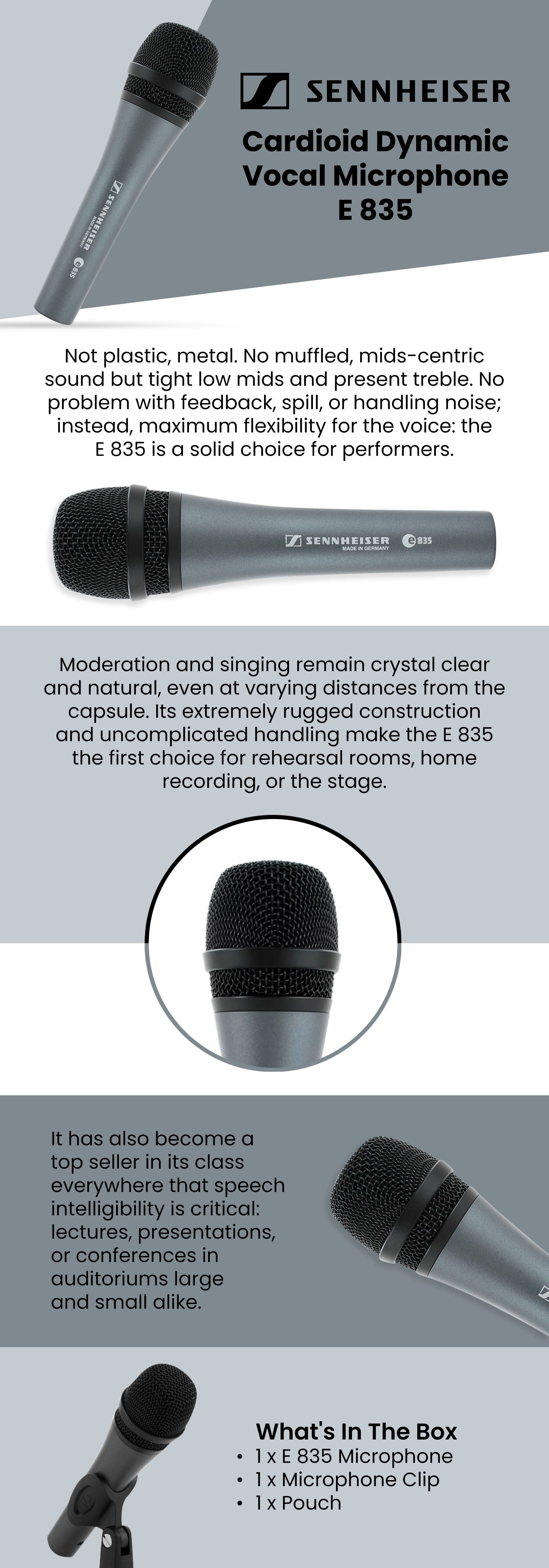 Sennheiser e 835 Cardioid Dynamic Vocal Microphone