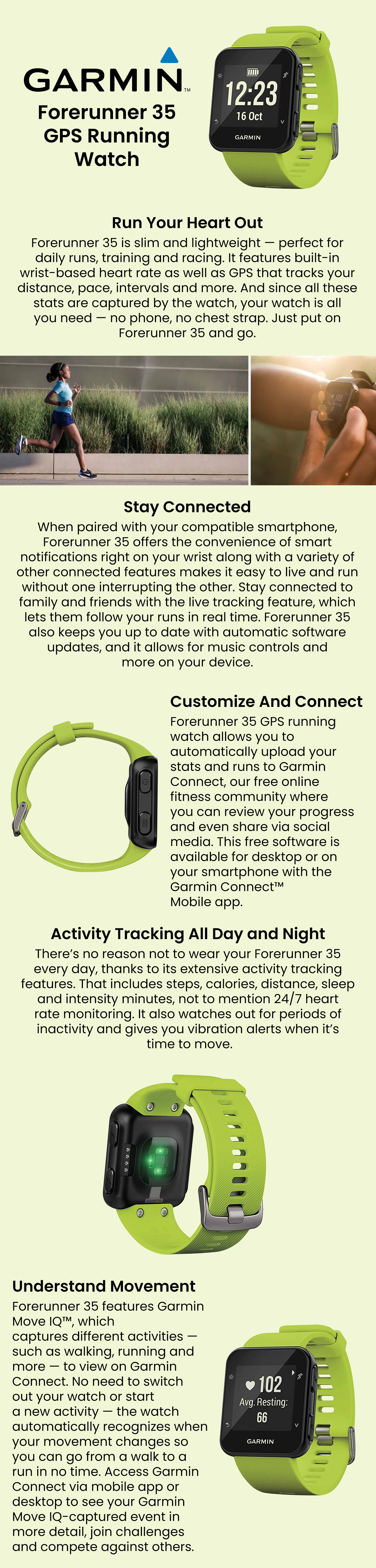 GARMIN Forerunner 35 GPS Running Watch Lime Light Egypt Cairo Giza