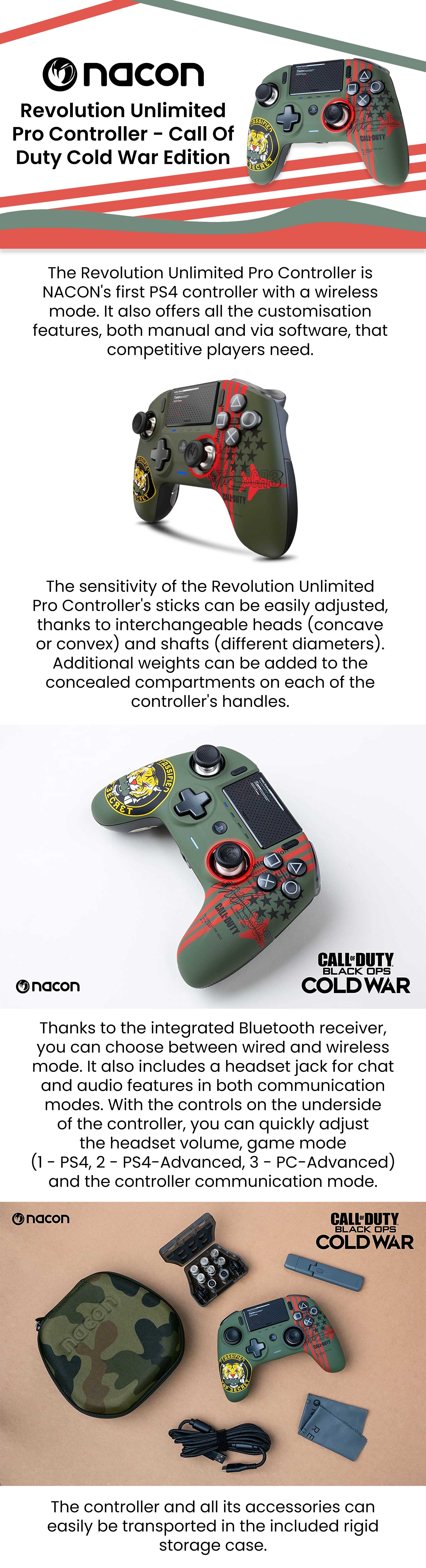NACON REVOLUTION UNLIMITED PRO CONTROLLER JOYSTICK PS4 WIRED / WIRELESS  CALL OF DUTY COLD WAR