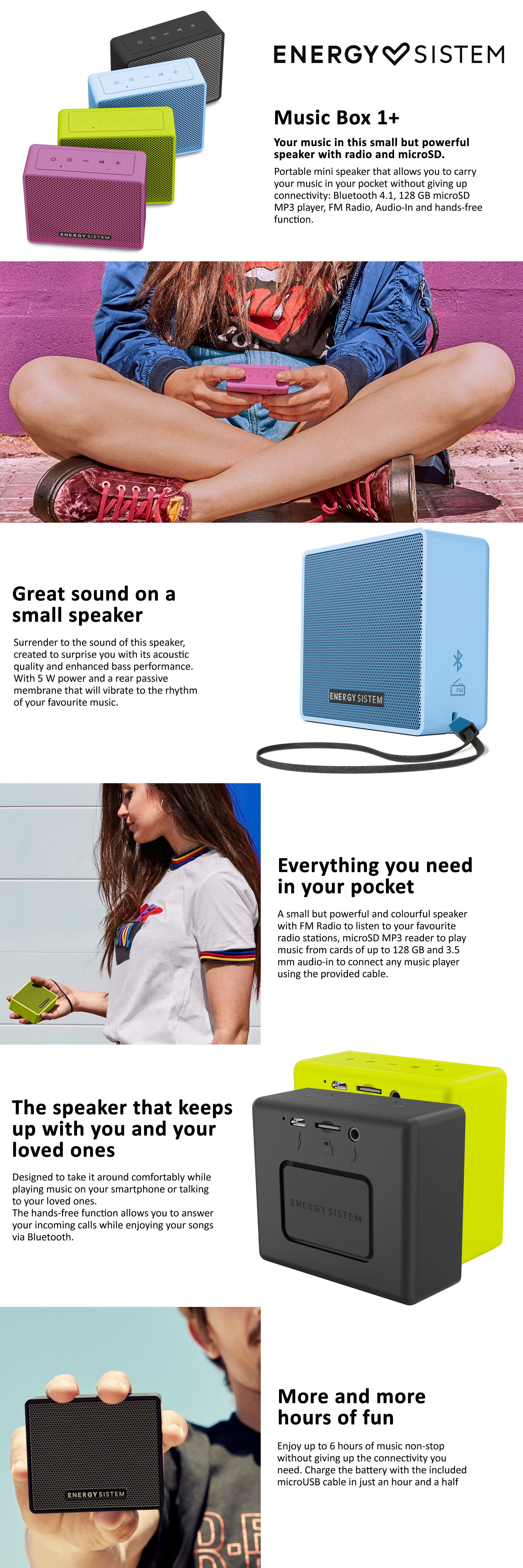 Wireless Bluetooth Speaker Energy Sistem BOX 1+ 5W