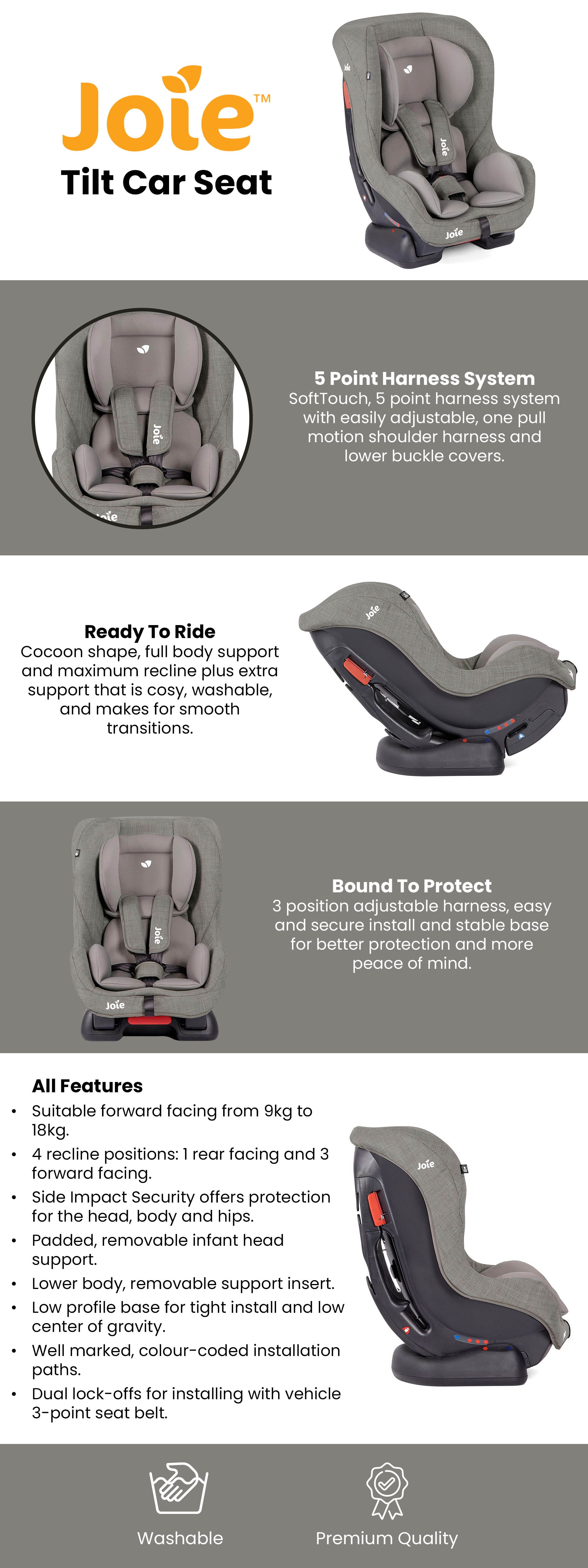 Car seat clearance that tilts back