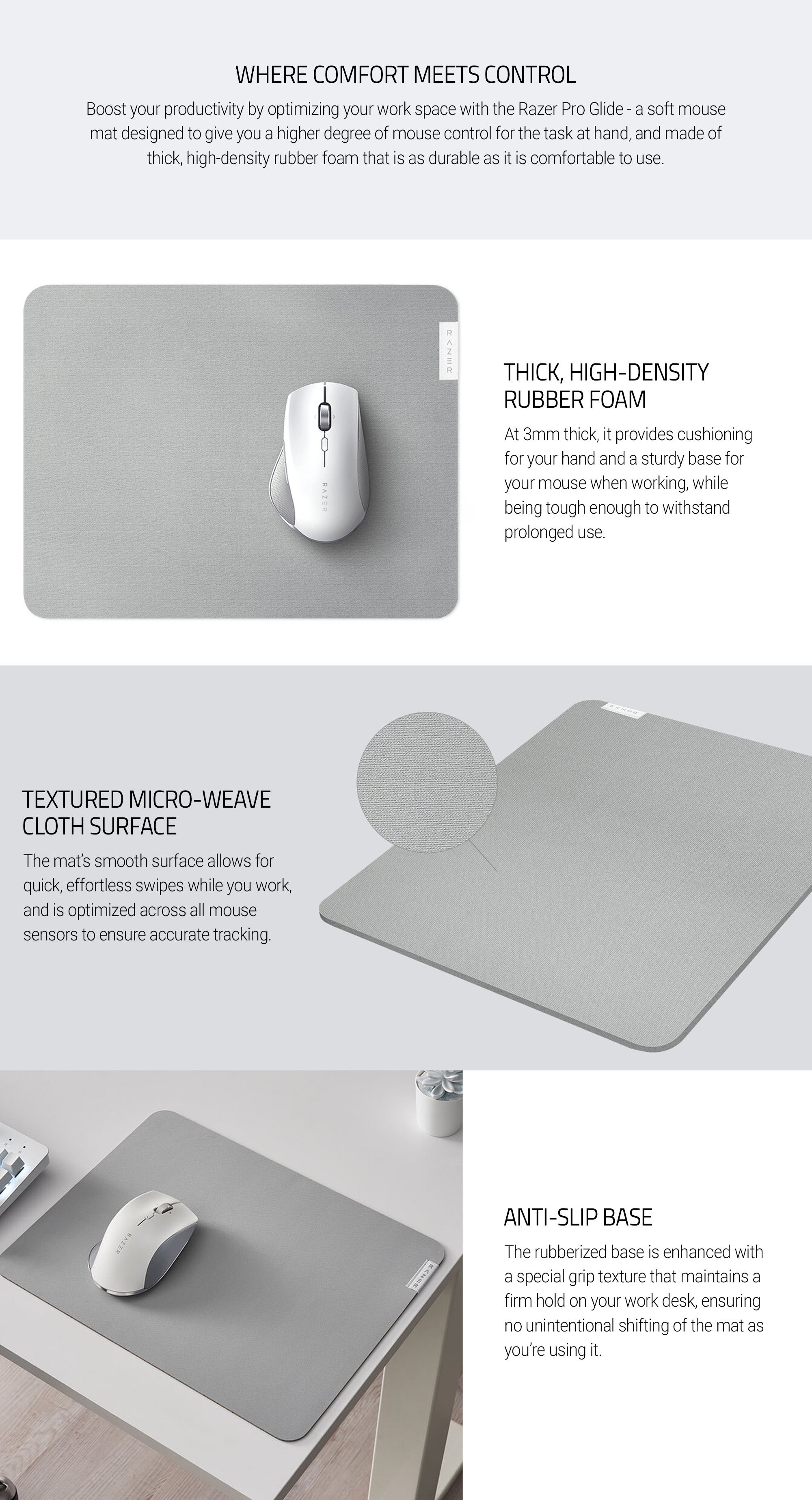 Soft Mouse Mat for Productivity - Razer Pro Glide