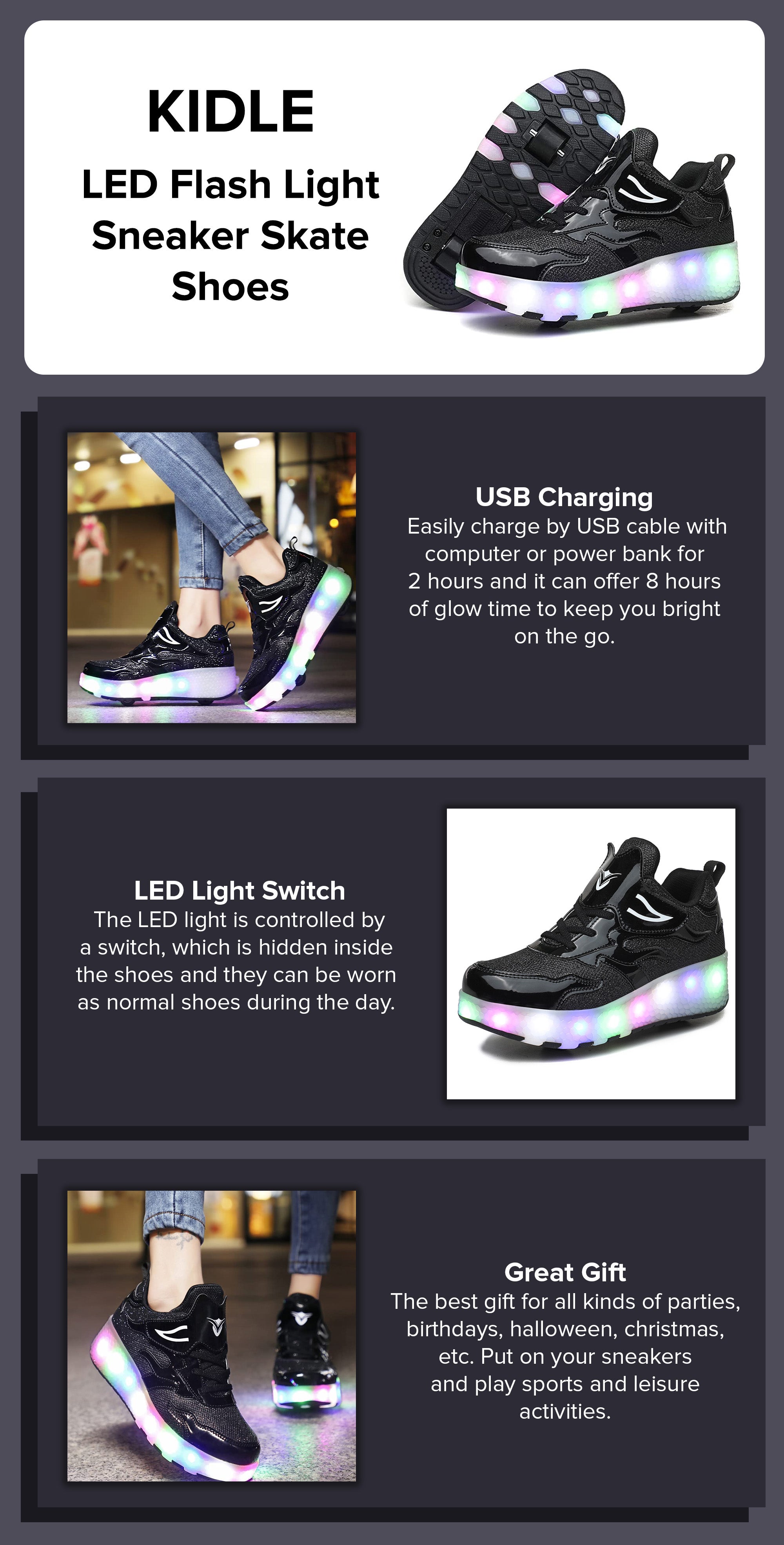 Skechers light up shoes hotsell charging time