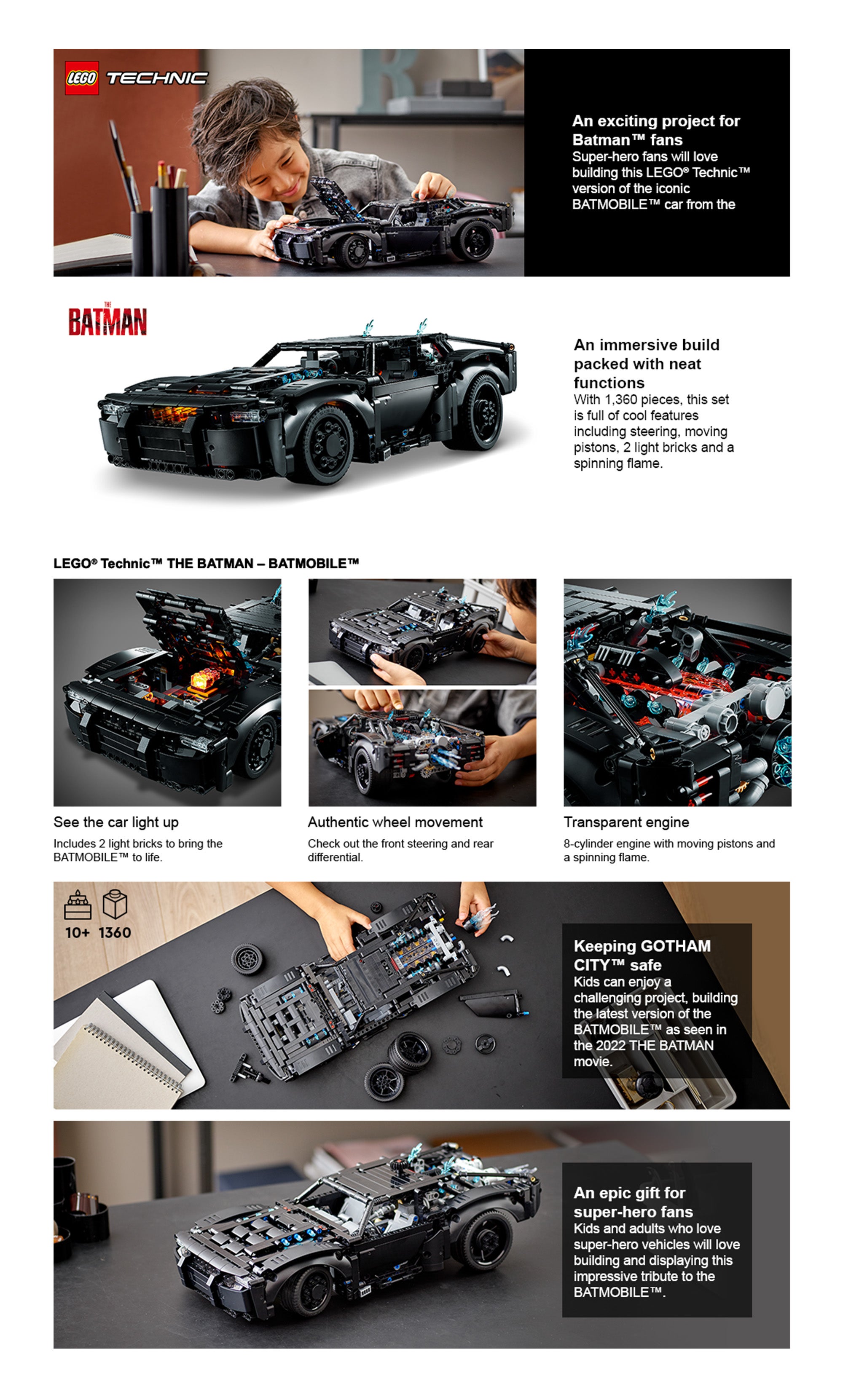 Lego Technic The Batman - Batmobile Buildable Car Toy 42127 : Target