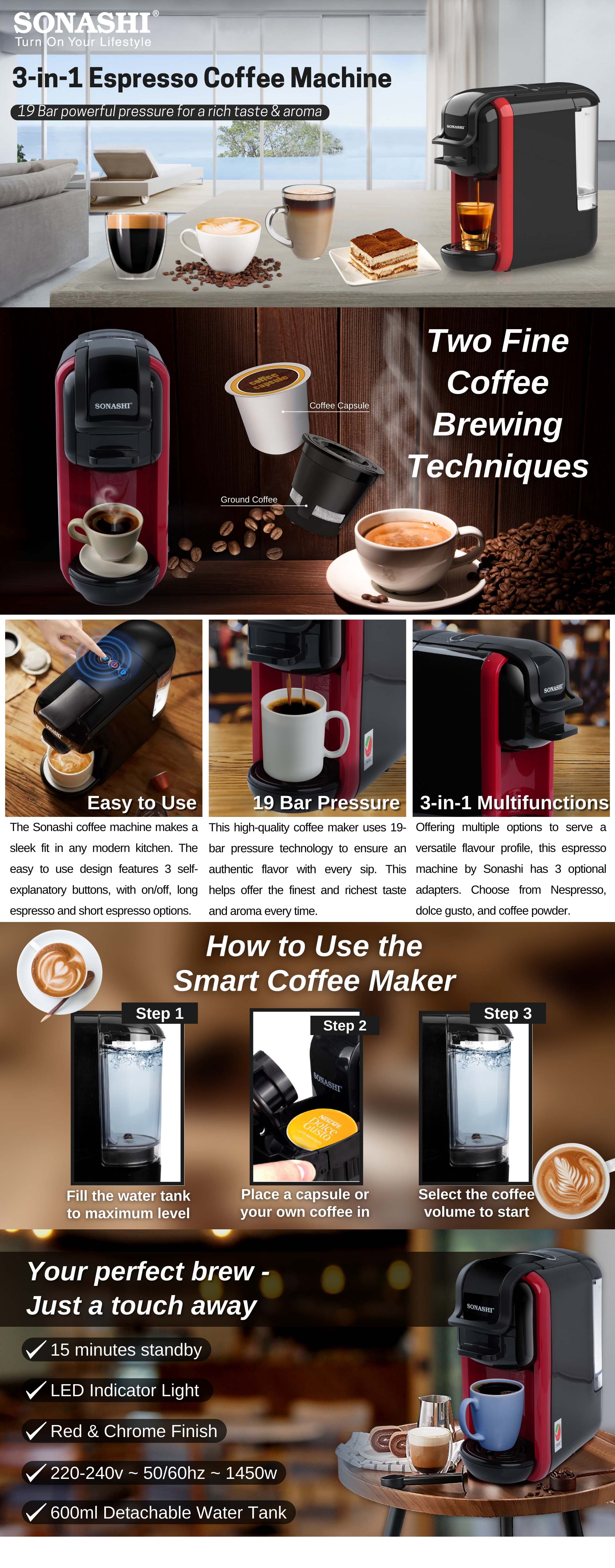Buy BM Satellite 3 in 1 Multi Capsule Coffee Machine/ Maker BM-143 Multi-Color  Online in UAE