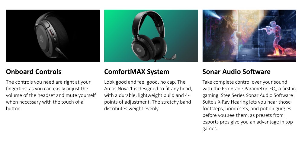 SteelSeries Arctis Nova 1 Multi-System Gaming Headset — Hi-Fi Drivers —  360° Spatial Audio — Comfort Design — Durable — Ultra Lightweight —