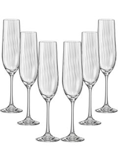 Crystalex Crystalline Champagne Flute Glass Waterfall - Pack Of 6