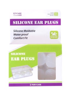 Ezycare Waterproof Silicone Ear Plugs With Case, 6 Pcs