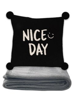 Black White Series Throw Pillow Blanket 2-In-1