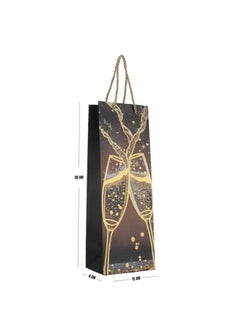 Champagne Gift Bag Black Paper Wine Bag With Toast Design & Rope Handles