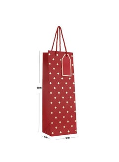 Red Wine Gift Bag Diamond Print Paper Bottle Bag With Matching Tag