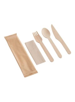 SNH Packing Wooden Cutlery Set Spoon, Fork, Knife & Napkin