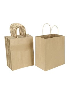 SNH Packing Kraft Paper Bag Twisted Handle, Brown, 50 Pcs