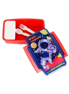 Nova Kids Bento Lunch Box With Spoon And Fork, Astronaut Blue