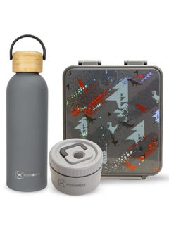 Hydrobrew Bento Lunch Box With Steel Food Jar & Double Wall Stainless Steel Water Bottle, Grey