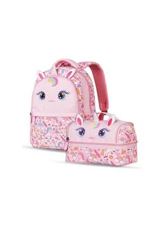 Nohoo Kids 16 Inch School Bag With Lunch Bag Combo Unicorn - Pink