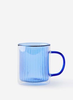 Typo Berry Blue Double Walled Glass Mug