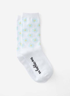 Typo Stop Copying Me White Crew Sock (S/M)