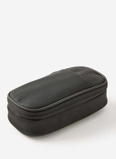 Typo Deboss Stripe Hybrid Pencil Case, Black