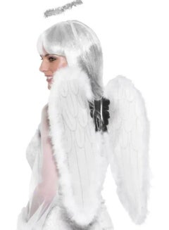 Smiffys Angel Wings & Halo Marabou Dress For Women, White