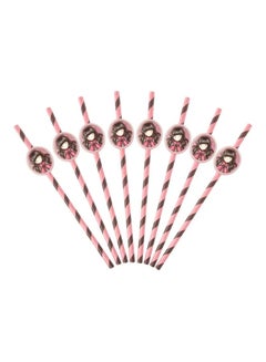 Smiffys Santoro Ladybird Paper Straws, Pink, 8 Pcs