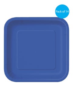 Unique Square Plates, Royal Blue, Pack Of 14