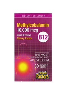 Natural Factors B12 Methylcobalamin 10000Mcg Chewable Tablets, Cherry, 30 Pcs