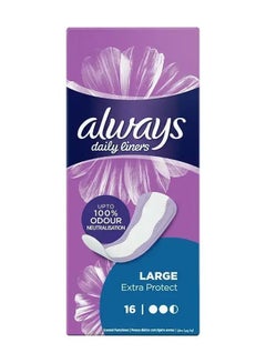 Always Daily Liners Extra Protect Pantyliners, Large, 16 Pcs