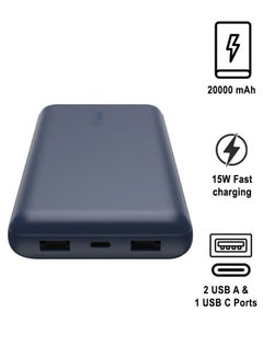 Belkin 20000 mAh Portable Power Bank With USB C, 15W, Blue