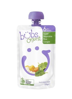 Bubs Organic Super Vegetable Rice Congee Baby Puree Pouch, 6 Months+